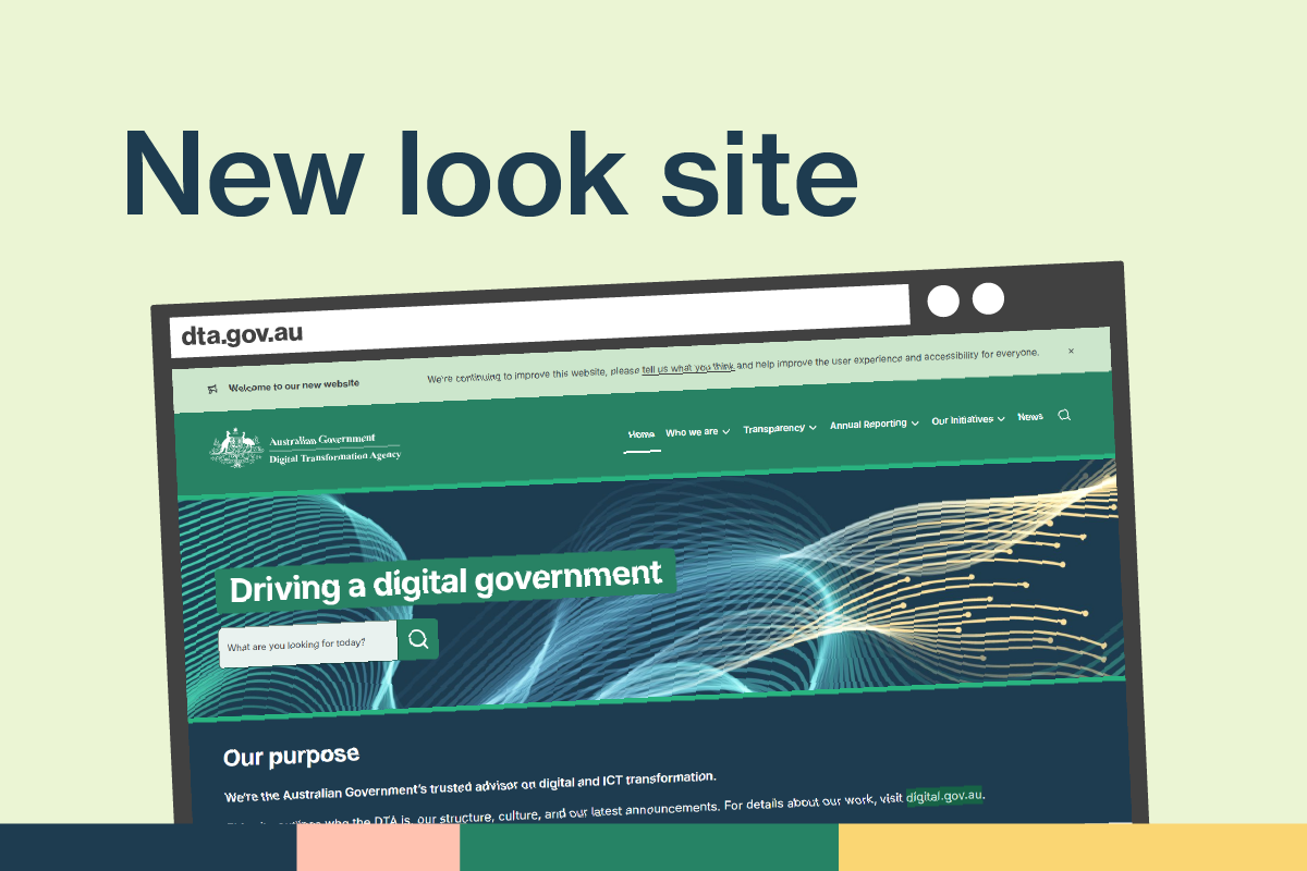 A computer with the DTA website homepage and the text new look site