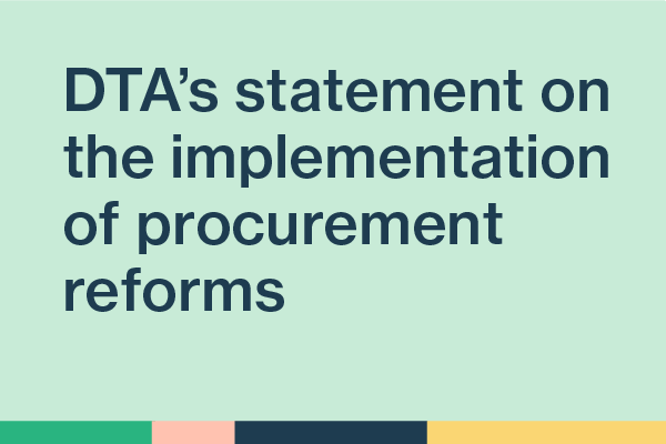 DTA's statement on the implementation of procurement reforms