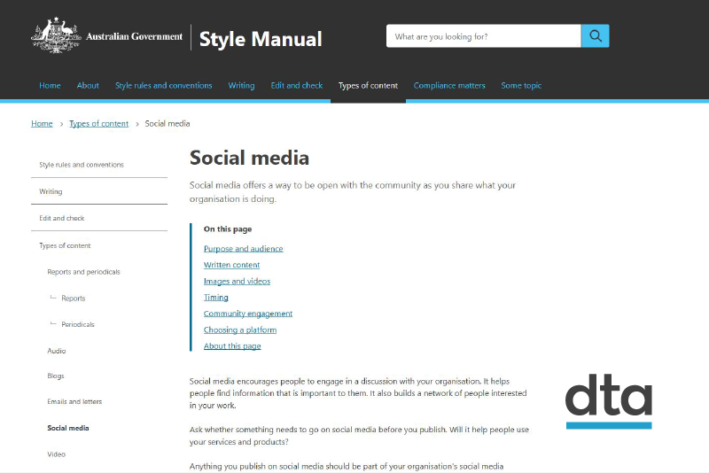A screenshot of the Style Manual private beta website.