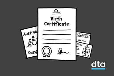 Sketched identification documents.