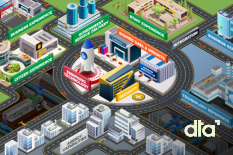 A metaphorical representation of government architecture as a city